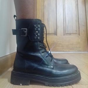 Black combat boots